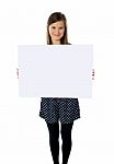 Girl Holding Blank Board Stock Photo