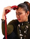 Girl Receiving Distressing Call Stock Photo