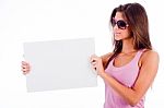 Girl Showing Blank Board Stock Photo