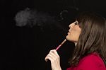 Girl Smoking A Electronic Cigarette Stock Photo