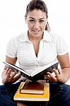 Girl Student holding notebook Stock Photo