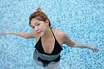 Girl Swimming Pool Stock Photo