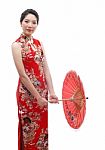 Girl Wearing Chinese Dress Stock Photo