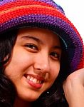 Girl Wearing Woolen Hat Stock Photo