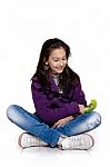 Girl With Budgie Stock Photo