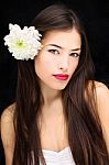 Girl With Flower In Her Hair Stock Photo