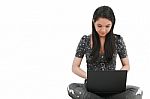 Girl With Laptop Stock Photo
