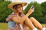 Girl With Mobile Phone Stock Photo