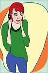 Girl With Phone Stock Photo