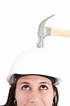 Girl With Safety Helmet Stock Photo