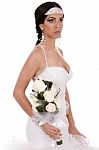 Glamorous Bride With Bouquet Stock Photo