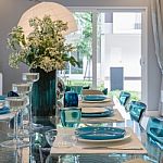 Glass Dining Table In Dinning Room Stock Photo