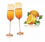 Glasses Of Orange Juice And Orange Stock Photo