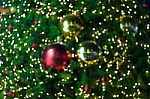 Glitter Ball Celebrate Christmas On Tree With Wire White Light Vignette Background Stock Photo