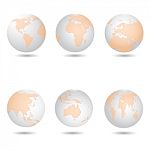 Globe Icon With All Continent Map Detail Stock Photo