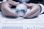 Globe With Chart Papers Stock Photo