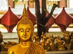 Gold Buddha Statue In Asian Temple Stock Photo