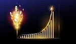 Gold Bulb Ideas With Gold Graph Growing Up  Stock Photo