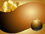 Gold Christmas Bells And Bauble Stock Photo