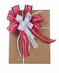 Gold Gift Box With Ribbon Stock Photo