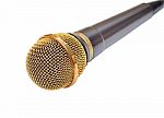 Gold Microphone Stock Photo