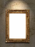 Gold Vintage Photo Frame On Grunge Wall Stock Photo