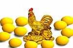 Golden Chicken And Egg Stock Photo