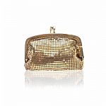 Golden Coin Purse Isolated On White Stock Photo
