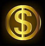 Golden Dollar Coin Stock Photo