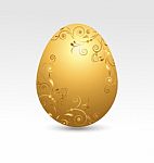 Golden Easter Egg On White Background Stock Photo