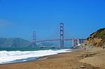 Golden Gate From Beach Stock Photo
