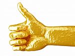 Golden Hand With Like It Gesture Stock Photo
