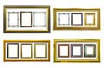 Golden Wood Photo Frames Stock Photo