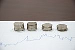 Graph And Coin Stock Photo