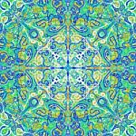 Green Abstract Kaleidoscope Painting Stock Photo