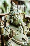 Green Ceramic Ganesh Statue Stock Photo