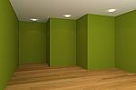 Green Empty Room Stock Photo