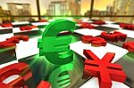 Green Euro Dollar Symbol Stock Photo