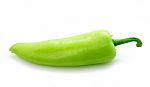 Green Hot Chili Pepper On White Stock Photo