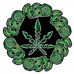 Green Marijuna Leaf Symbol Design Stamp Stock Photo