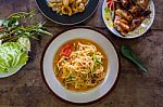 Green Papaya Salad Stock Photo