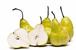 Green Pears On White Stock Photo