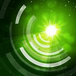 Green Sun Background Means Giving Offf Frequencies Stock Photo