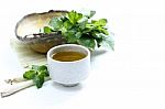 Green Tea With Herbs Stock Photo