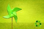 Green Windmill Toy Stock Photo
