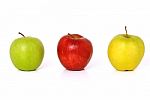 Green, Yellow And Red Apple Stock Photo