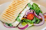 Grilled Sandwich Panini & Salad Stock Photo
