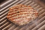 Grilled  Steak On Grill Pan Stock Photo