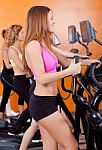 Group Of Girls In Gym Stock Photo