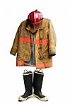 Grunge Fireman Suit Stock Photo